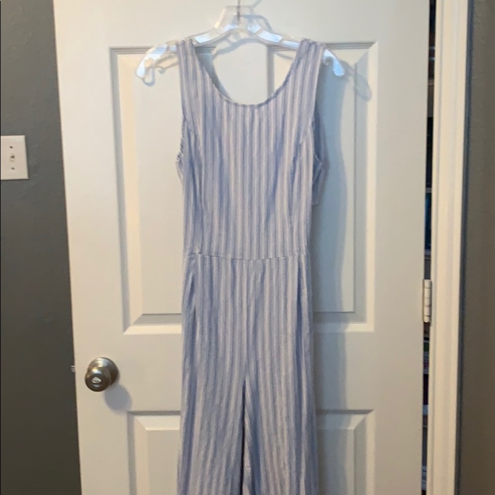 Striped open-back jumpsuit
